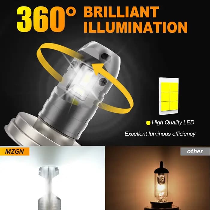 Ampoule de phare LED R2 P45T DC 12V, blanc Super lumineux, faisceau haut et bas, pour phare de moto,