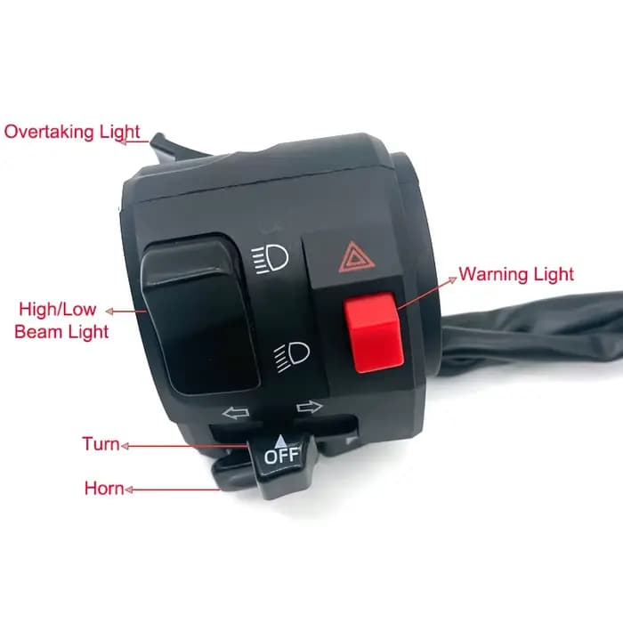 1 pièces gauche 22mm commutateurs de moto bouton de klaxon de moto clignotant voyant d'avertissement