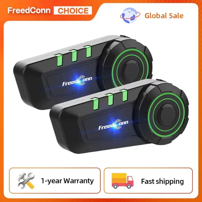 FreedConn-Casque de moto sans fil avec suppression du bruit, FM, musique stéréo, IP65, étanche