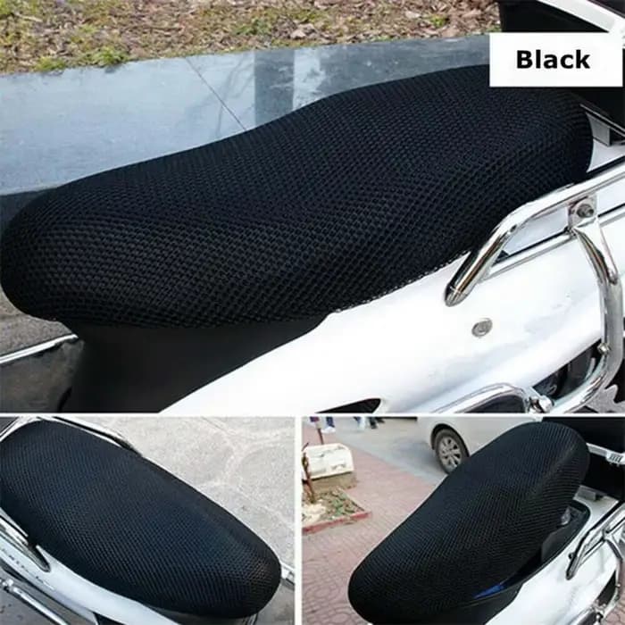 Housse de siège de moto en maille 3D respirante, housse de siège noire pour cyclomoteur et Scooter,