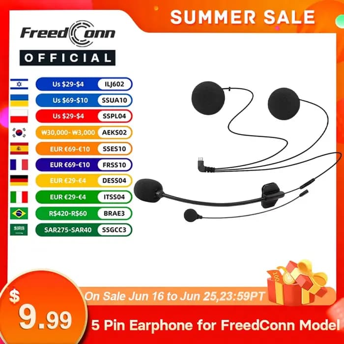 Freedconn – écouteurs d'interphone pour moto, pour T-COM VB T-COM SC, casque Bluetooth, accessoires
