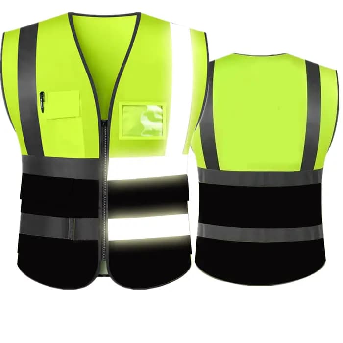 Gilet de sécurité réfléchissant haute visibilité avec bandes réfléchissantes et 5 poches gilet unifo