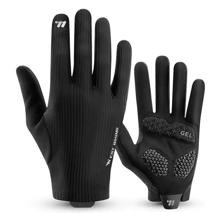 WEST BIKING – gants de cyclisme professionnels, pour écran tactile, doigt complet, coussinets de pau