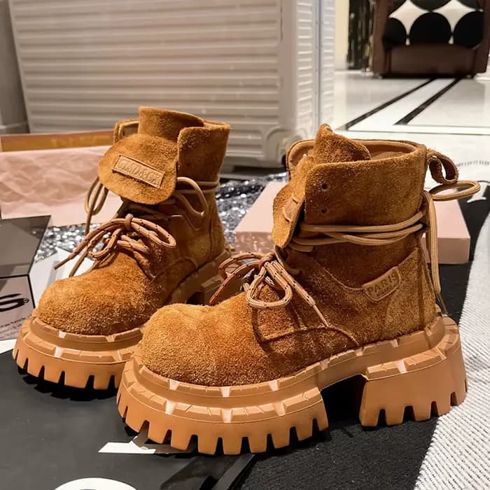 Femmes Punk plate-forme bottes chaussures décontractées de haute qualité en plein air fond épais