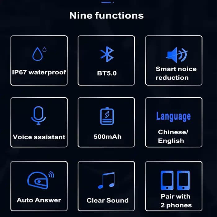 Écouteurs sans fil Bluetooth 5.0 pour casque de moto