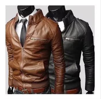 Veste de moto en cuir PU pour hommes