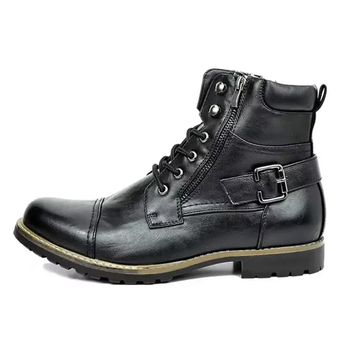 Hommes botte métal Double fermeture éclair moto