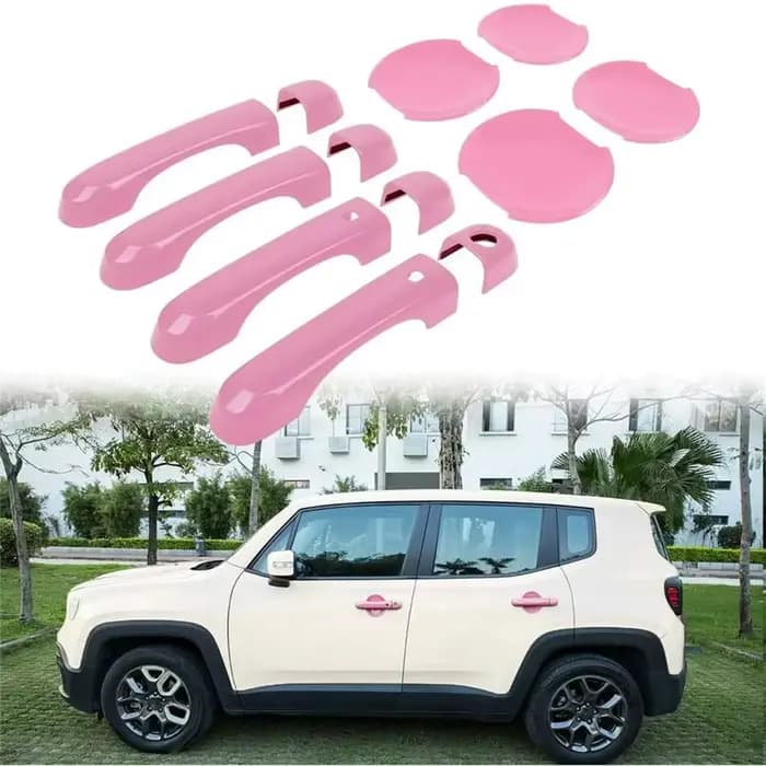 Kit de garnitures pour poignées de portes extérieures et coques de poignées de portes AB59 - Accessoires de voiture pour Jeep Renegade 2015-2021 Rose