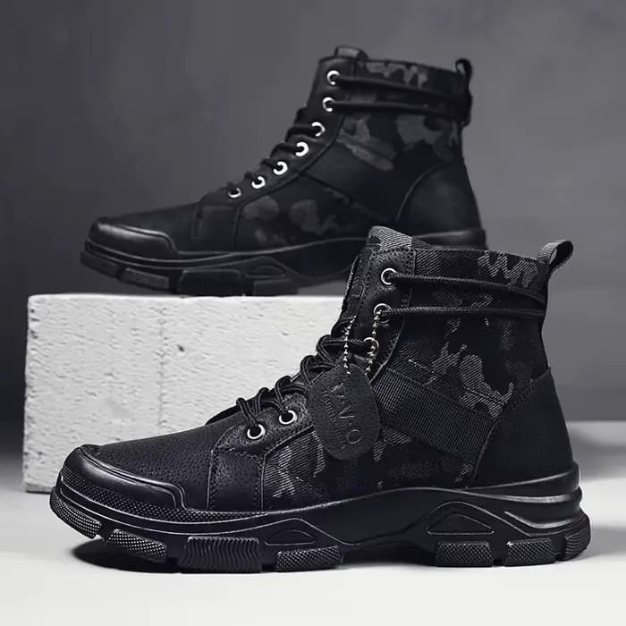 Bottes de combat mi-hautes à lacets pour hommes
