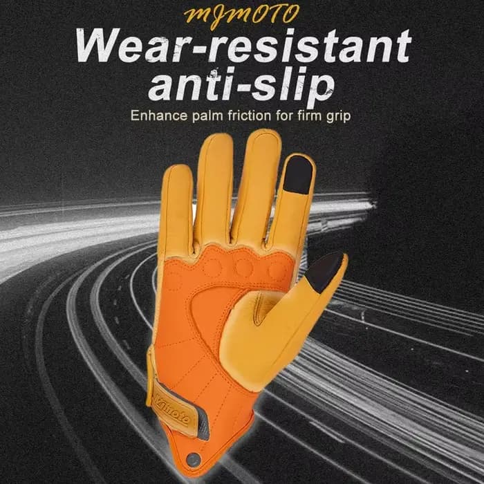 Gants de moto rétro jaunes