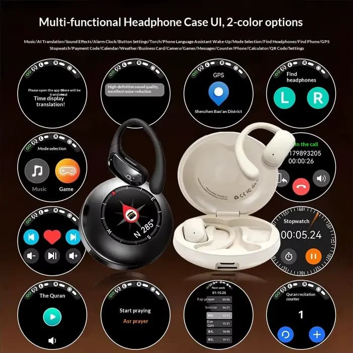 Écouteurs de traduction sans fil avec suppression du bruit, audio HiFi sans perte, longue autonomie, casque traducteur