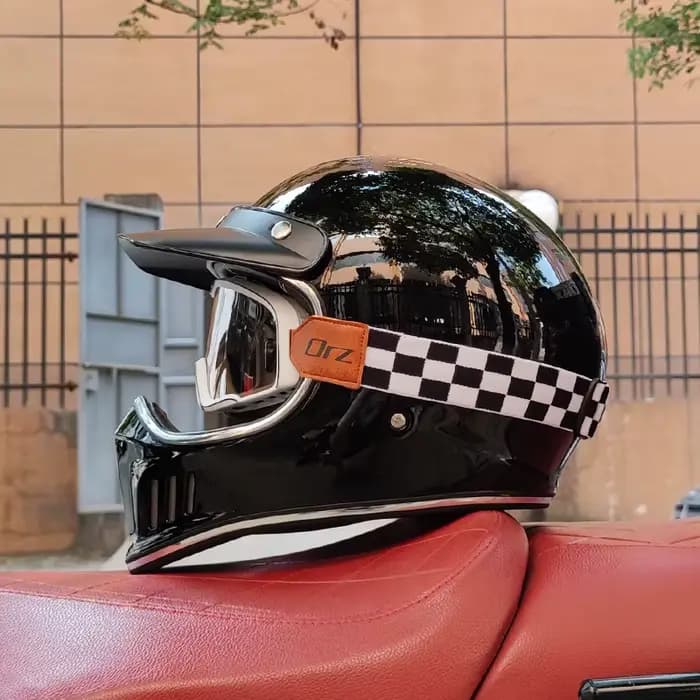 Casque de moto intégral vintage, casque de moto rétro Chopper, ent.com