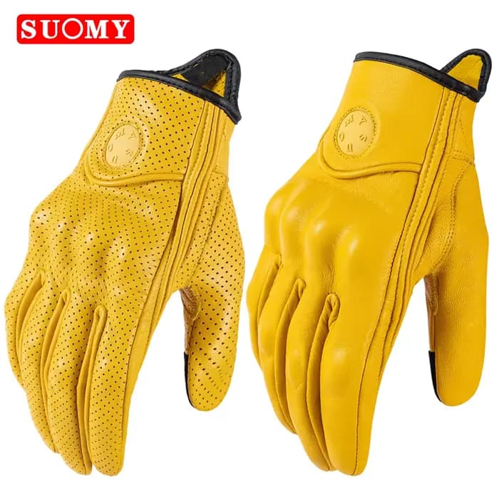 Gants de course de moto en cuir perforé pour hommes et femmes