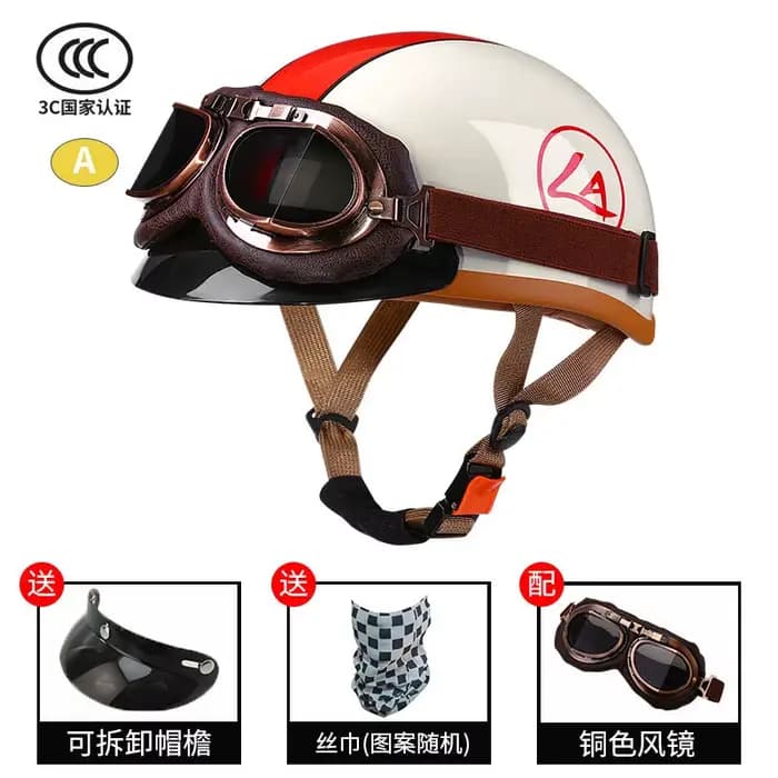Casque de moto rétro demi-ouvert
