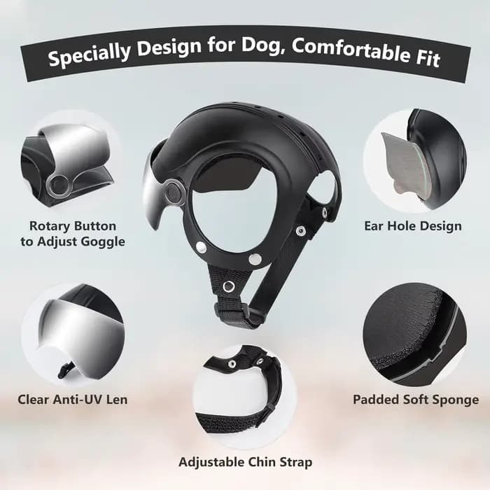 Casque pour chien de petite race, casque de moto pour animaux de compagnie avec visière argentée rabattable (sans rivets et avec rivets)