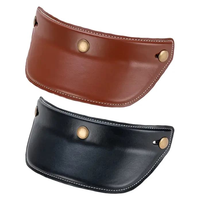 Visière de casque de moto en cuir PU légère à trois boutons