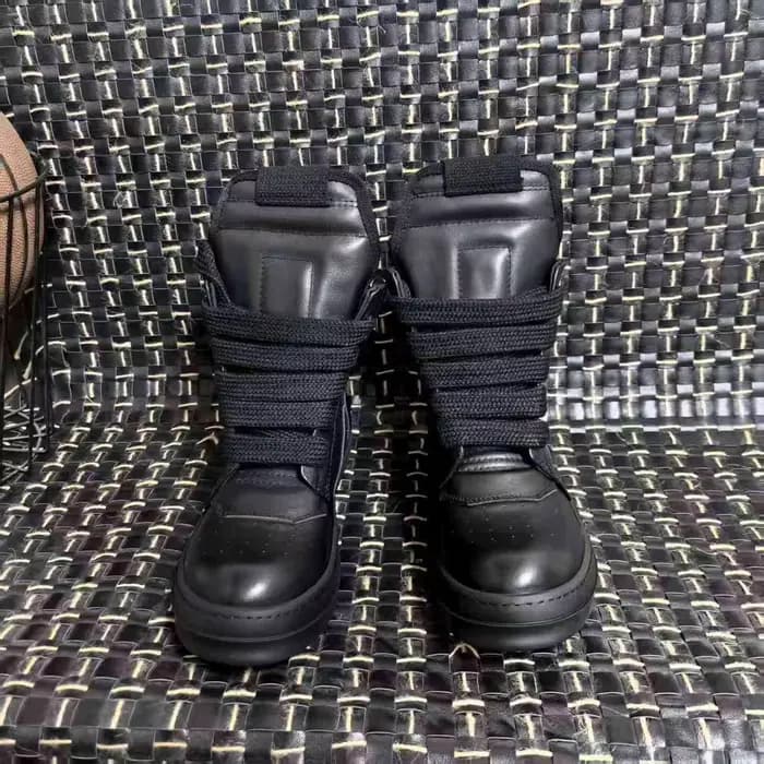 R-o Designer hommes chaussure entièrement en cuir noir bottine Sneaker haut chaussures décontractées lacets Jumbo fermeture éclair femmes bottes baskets plates