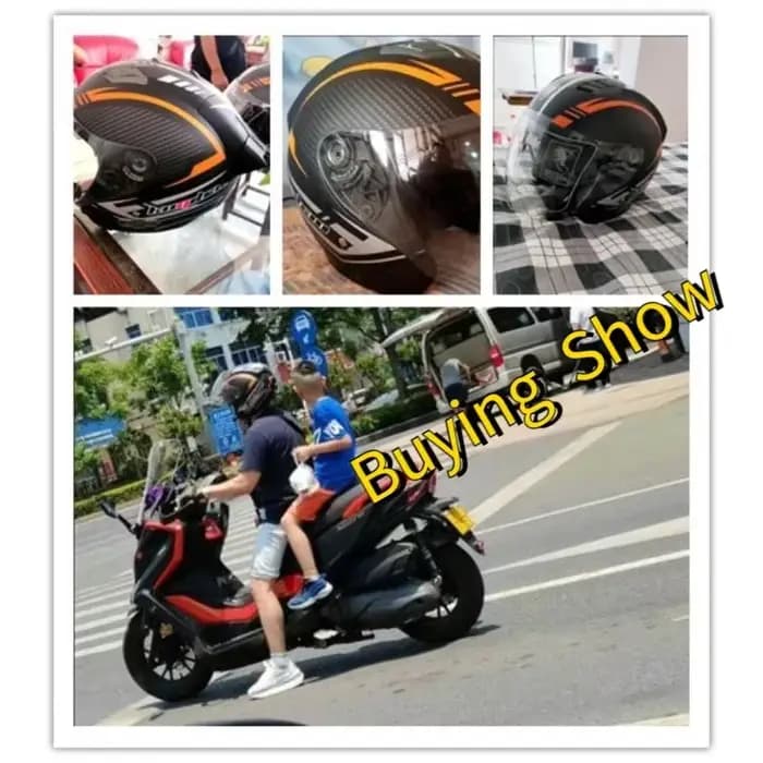 Casque de moto intégral Bluetooth 3/4 pour hommes et femmes