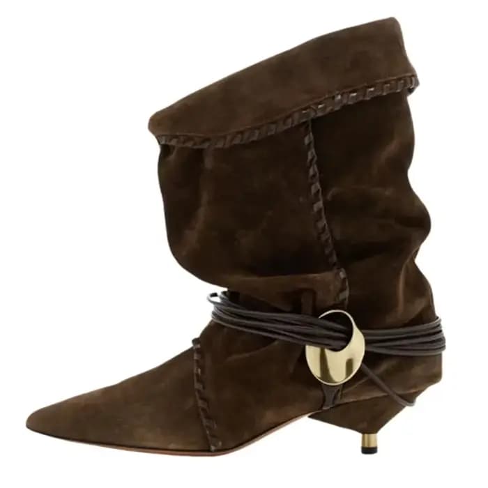 Bottes courtes à talon fin pour femmes, tube large pointu, talon bas déformé, grandes bottes de rinçage, mode automne et hiver, 34-44, nouveau