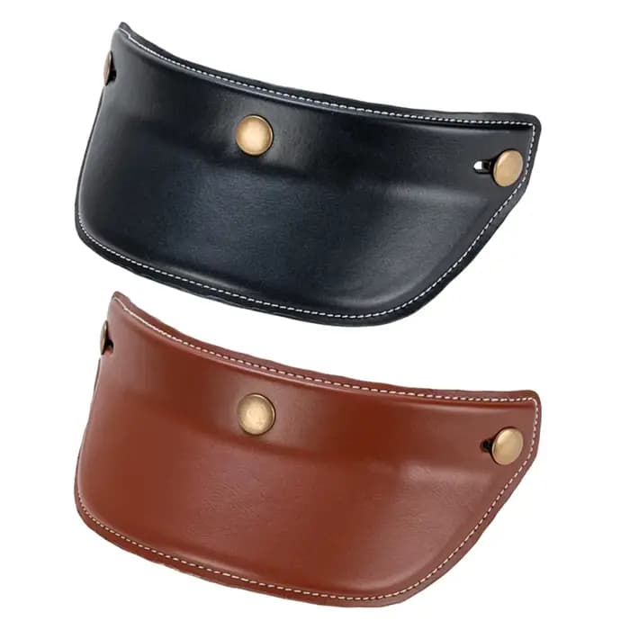 Visière de casque de moto en cuir PU légère à trois boutons