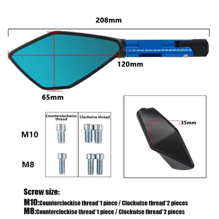 Rétroviseurs latéraux en aluminium pour moto