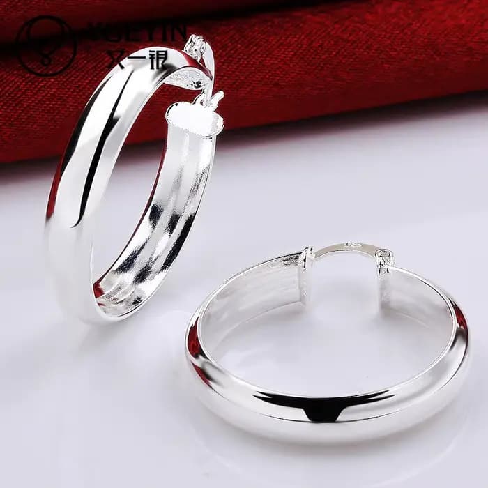 Accessoires bijoux en argent Sterling boucles d'oreilles femme mode Brincos crochet d'oreille ornements à la mode grand cerceau boucle d'oreille ronde