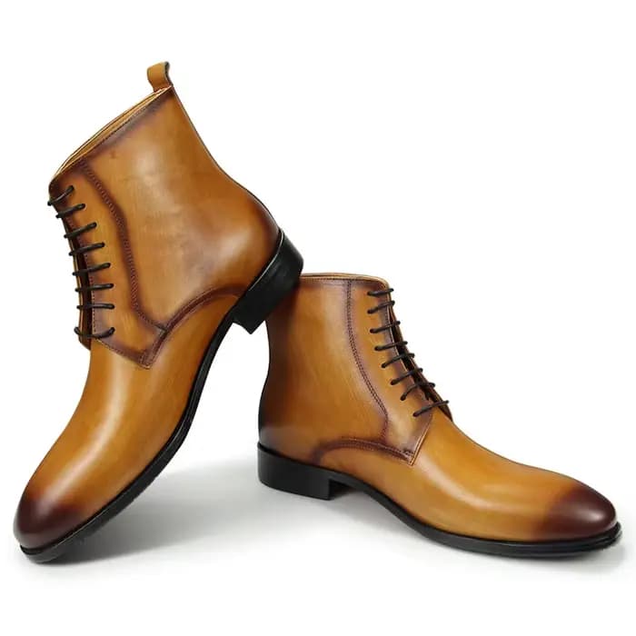 NiceBlack-Bottes de rinçage en cuir véritable faites à la main pour hommes
