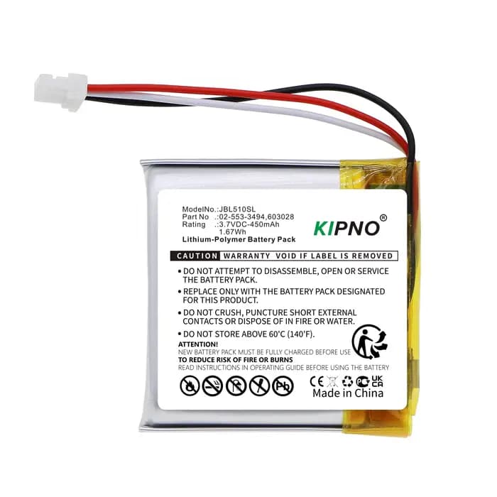 KIPNO nouvelle batterie 603028 Compatible avec le casque Bluetooth JBL TUNE 500BT 510BT 520BT avec outils gratuits inclus