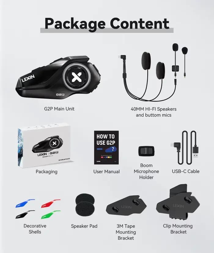 Lexin G2P casque d'interphone moto casques Bluetooth