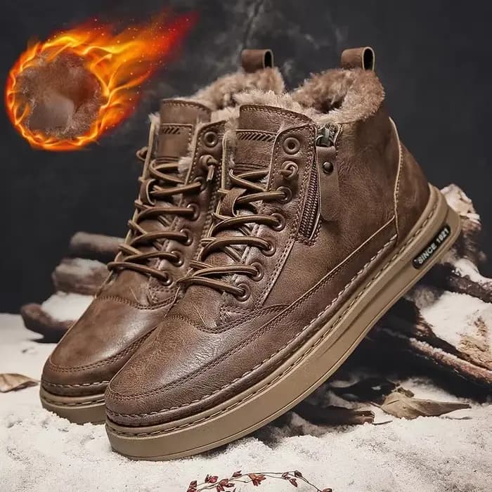 Bottes en cuir avec fermeture éclair pour homme