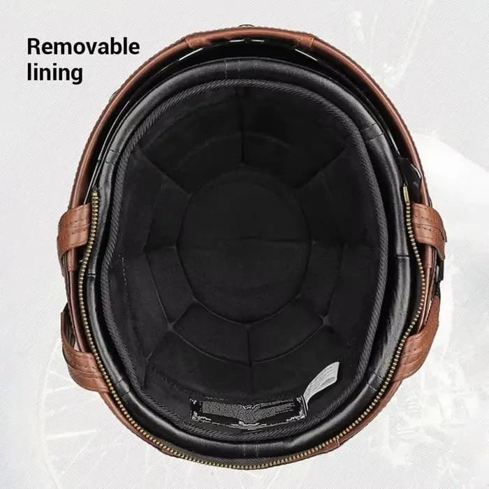 Casque de moto rétro PU quatre casques de mode équitation demi-casque de Scooter