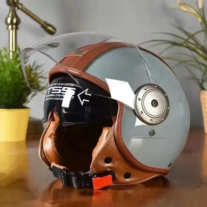 Casques de moto en cuir rétro certifiés ECE DOT