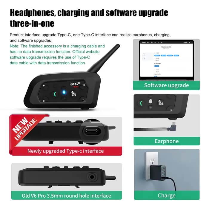 EJEAS V6 PRO + Bluetooth casque de moto Interphone