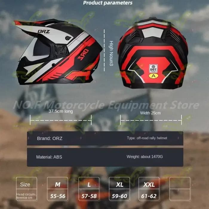 Casque de moto tout-terrain intégral ORZ avec visière anti-éblouissement