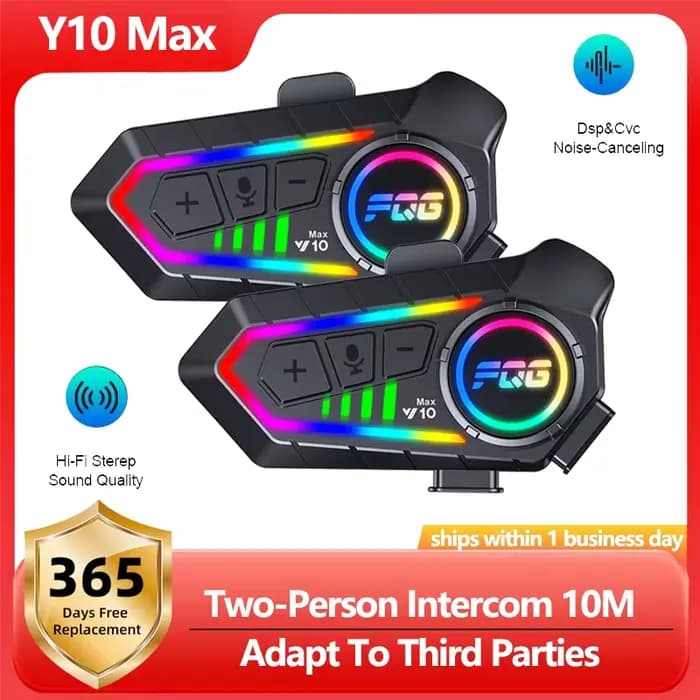 Y10 Max casque de moto Bluetooth 6.0 interphone CVC + DSP double réduction intelligente du bruitInter Comunicador