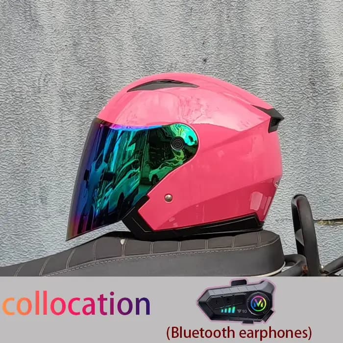 Casque de moto semi-couvert avec pare-soleil intégré