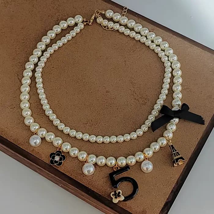 Ensemble de bijoux tendance pour femme, tour de cou, collier de perles, boucle d'oreille, accessoires de fête
