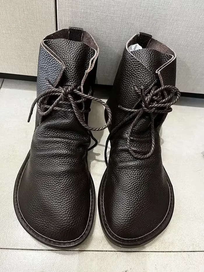 Birkuir bottines pour chaussures plates unisexes hommes et femmes bottes courtes à lacets en cuir véritable plat hiver