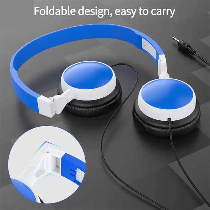 Casque filaire pliable monté sur la tête, écouteur stéréo, écouteur de sport pliable pour téléphone, tablette, 3.5mm