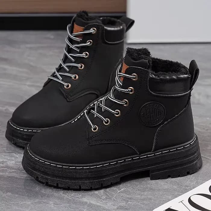 Bottes pour femmes 2026, bottes de travail montantes, style britannique, version coréenne, à semelle épaisse, à lacets, antidérapantes, chaudes et imperméables