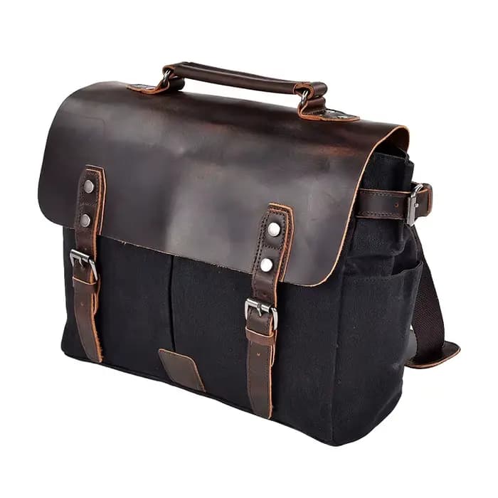 Sac latéral de moto Vintage en toile cirée