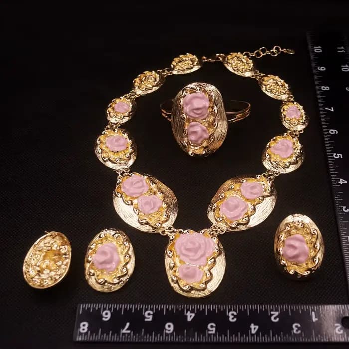 Ensemble de bijoux non tarjuvenchoker pour femmes, collier, boucles d'oreilles, bracelet, bague, cerceaux, accessoires