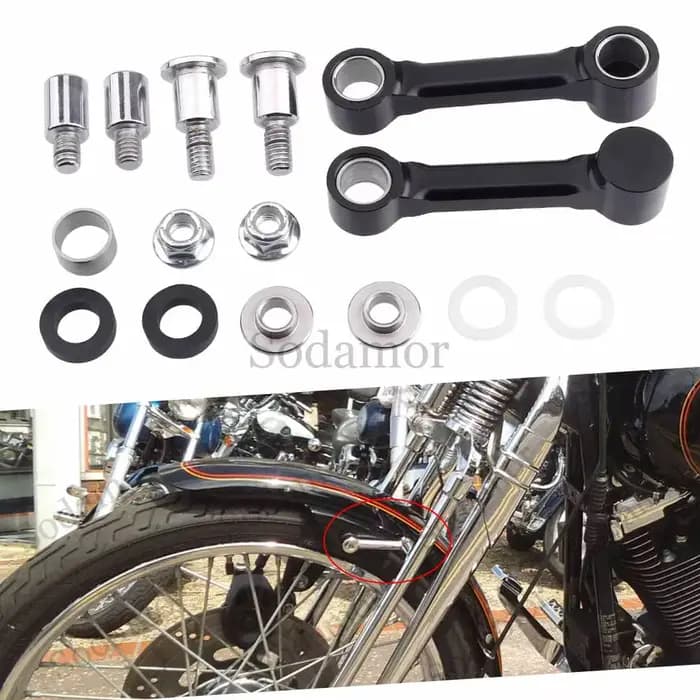 Support de montage de garde-boue avant en aluminium noir/Chrome
