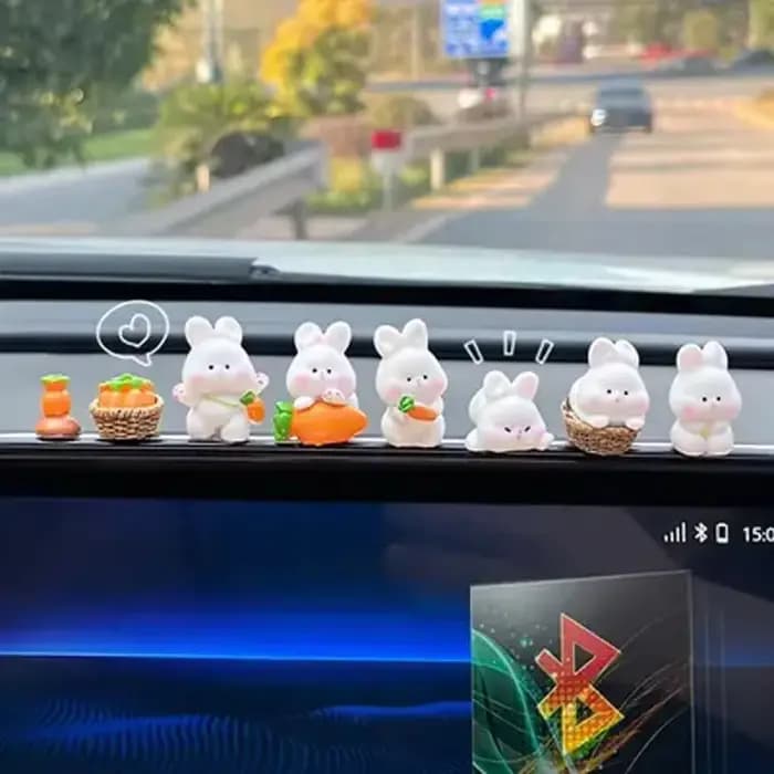 Accessoires d'intérieur de voiture, décorations de console centrale de voiture, accessoires de voiture de lapin mignon, accessoires de véhicule électrique