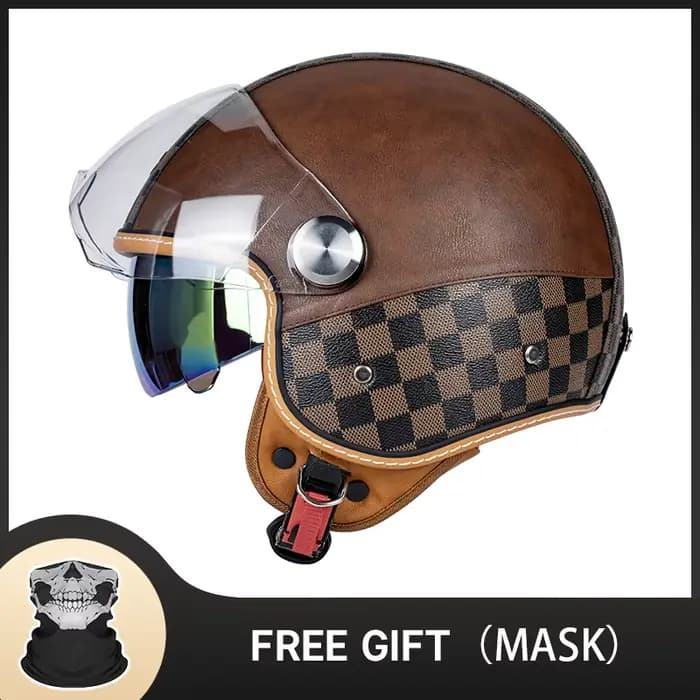 Casque de moto 3/4 ouvert populaire de style avant-gardiste avec motifs géométriques et design moderne à blocs de couleur pour les motards urbains