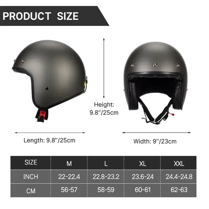 Vintage léger rétro 3/4 visage ouvert demi casque de moto adulte Jet