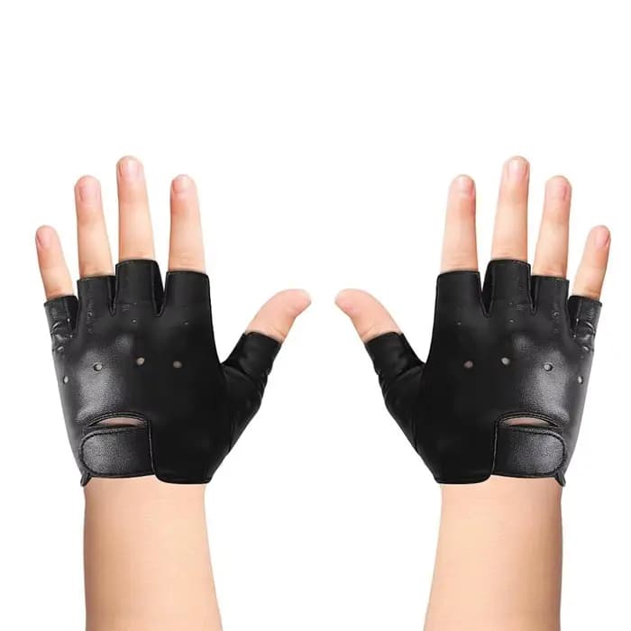 DOMEN – gants demi-doigts en cuir synthétique unisexe