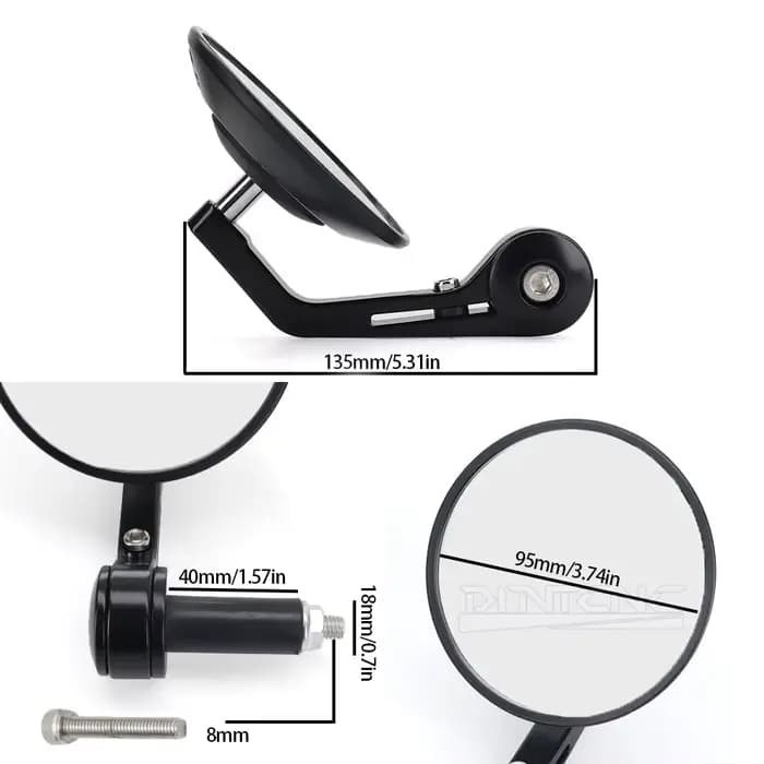 Accessoires de moto vélo Tram véhicule tout-Terrain universel extrémité de guidon rétroviseurs 95MM rétroviseur latéral en verre