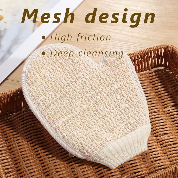 Gant de douche 2 en 1, gommage corporel, épurateur exfoliant doux en coton et lin naturel 1 pièce avec Texture en maille pour Spa à domicile
