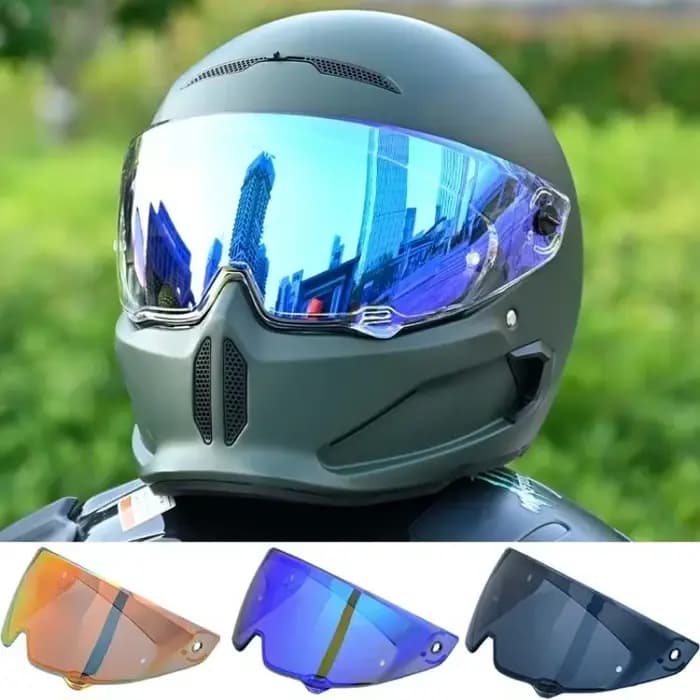 Visière de casque de moto avec placage de lunettes